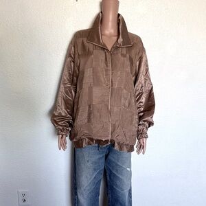 Vintage Salmon Satin Windbreaker Jacket L